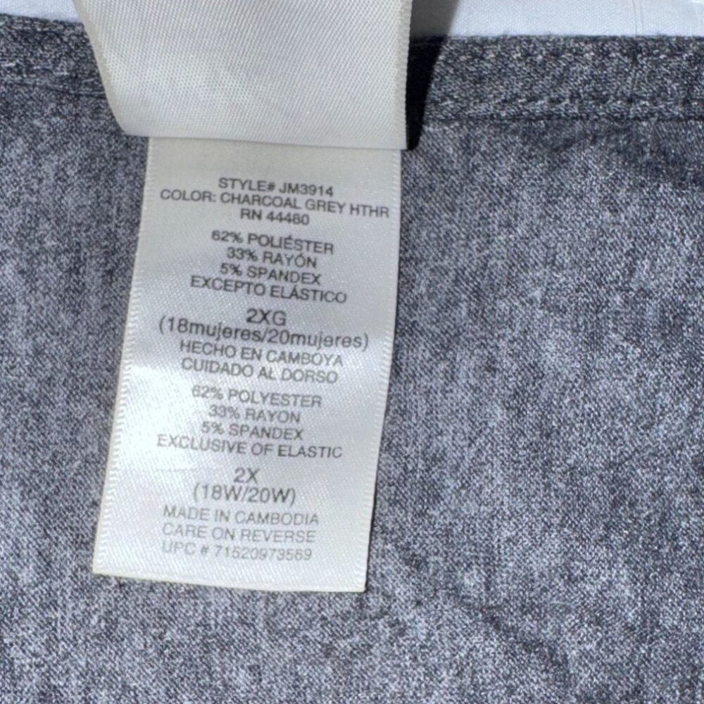 Just My Size Gray Empire Waist Floral Print Knit Dress 2X 3/4 Sleeve Polyester - Picture 4 of 7
